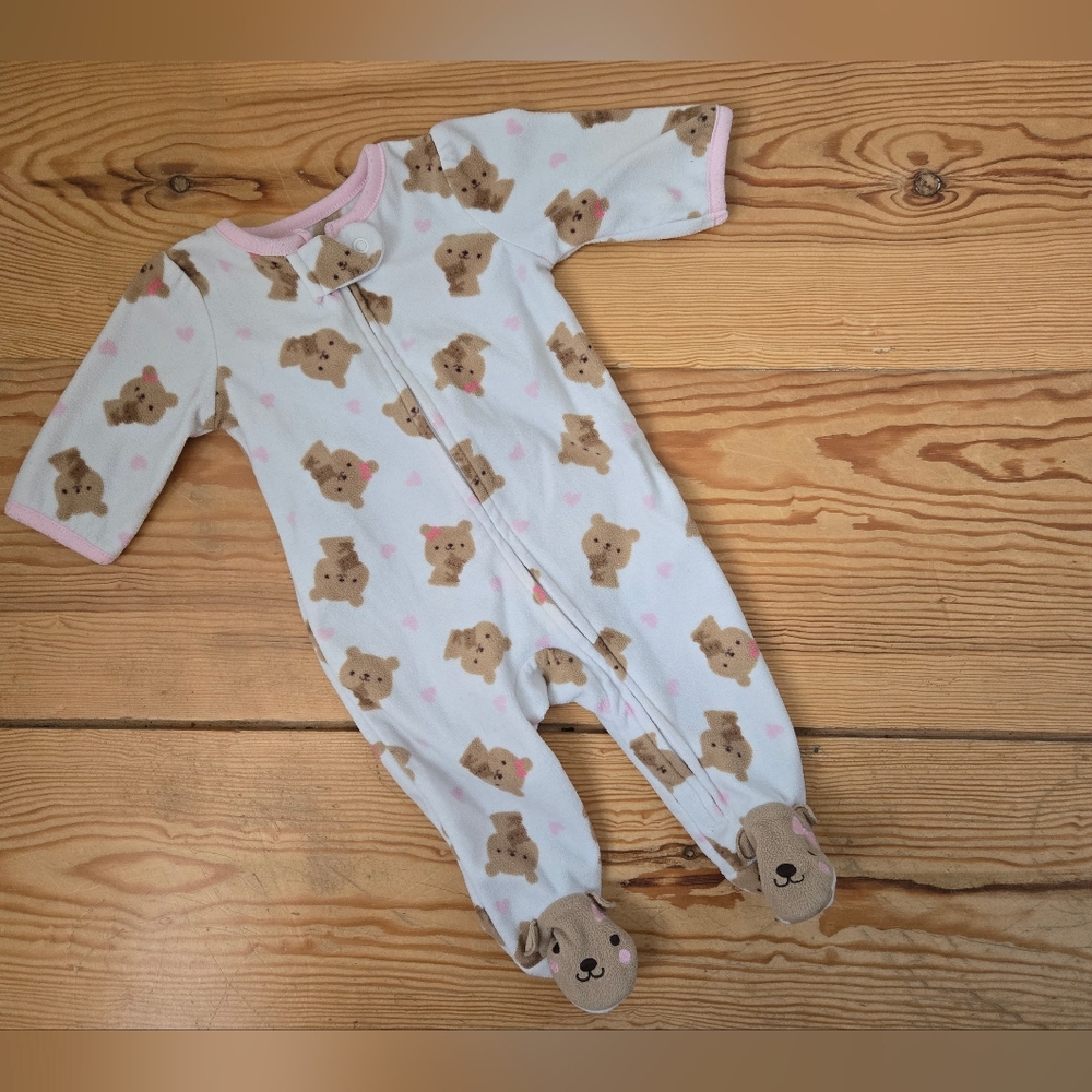 Carter’s Pink Bear Fleece Footed Sleeper 0-3M